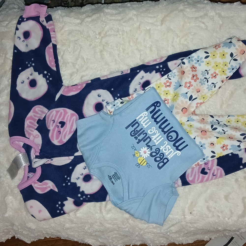 Onesie brand (2pc) set  0-3mo and Sleeper 3-6mo